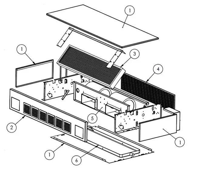 اجزای فن‌کویل سقفی با کابینت ساران مدل SRFCHE-400