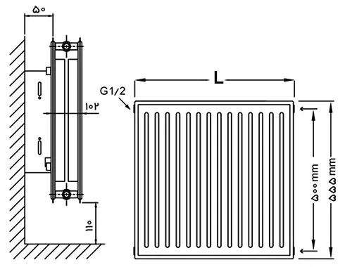 ابعاد و شرایط نصب رادیاتور پنلی فولادی بوتان 160cm